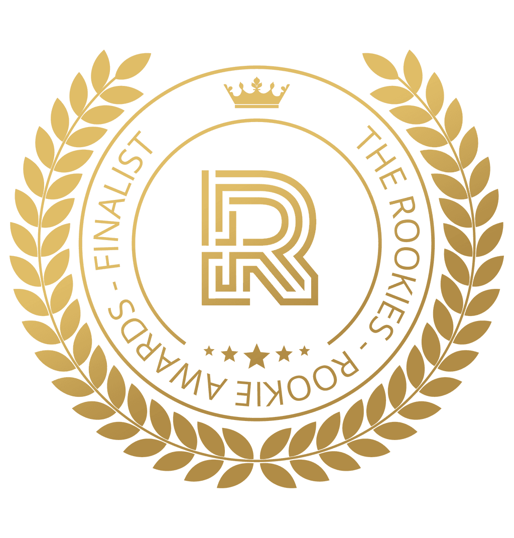 The Rookies finalist badge with a gold laurel wreath