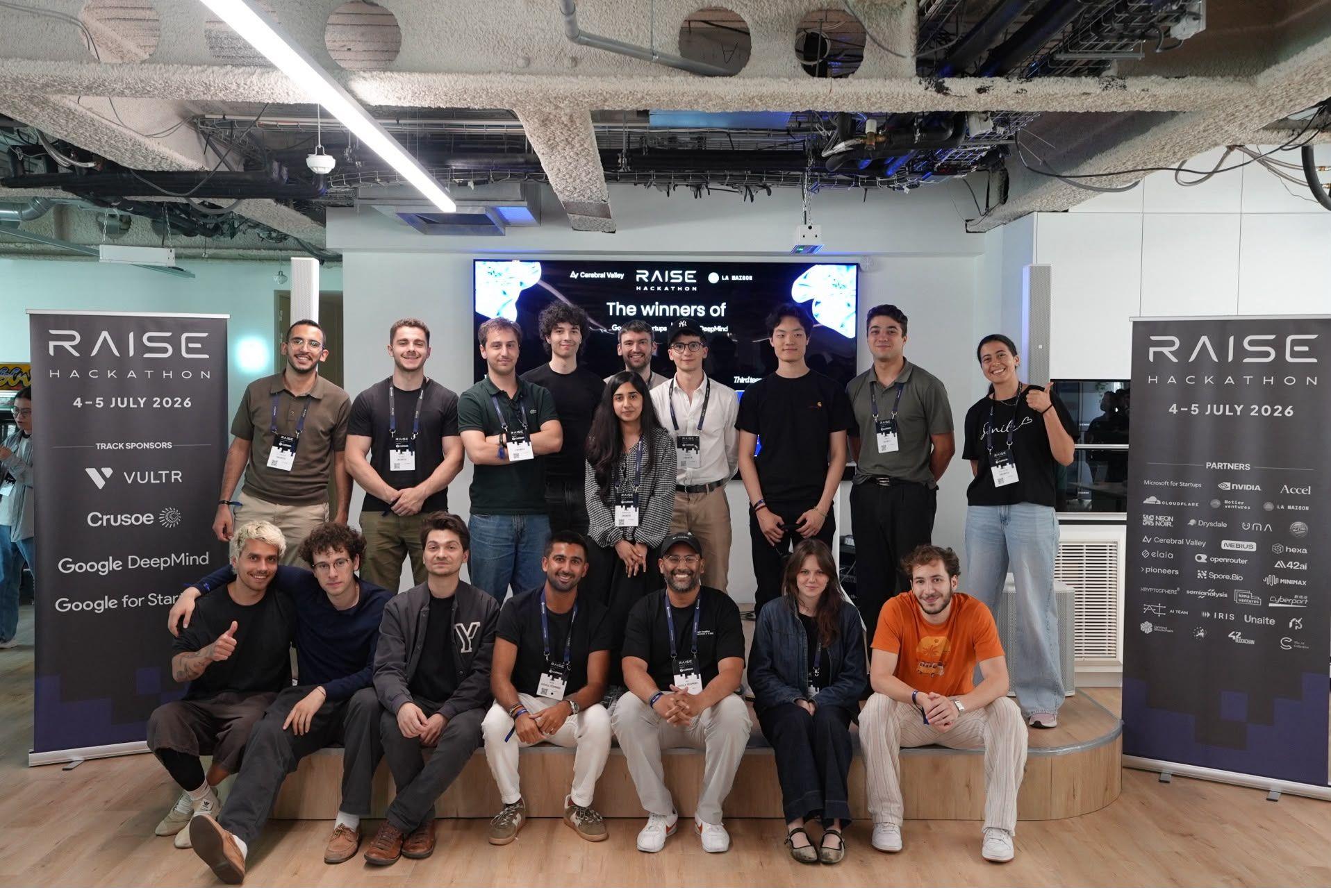 Google DeepMind track winners gathered for a group photo at the RAISE Summit Hackathon